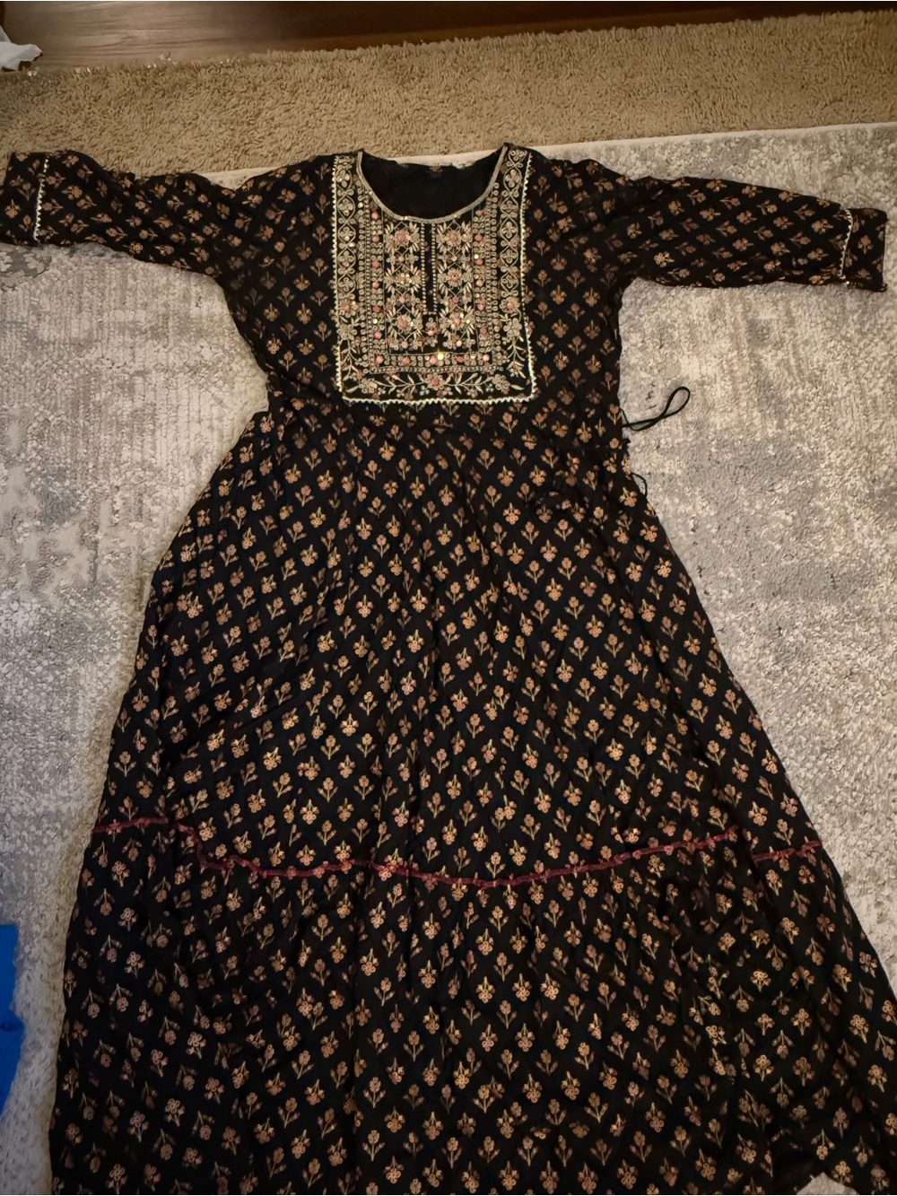 Black Floral Embroidered Maxi Dress